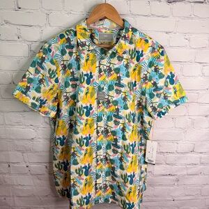 MTL Made To Live Slim Fit Monkey Toucan Button Down Shirt Large NWT